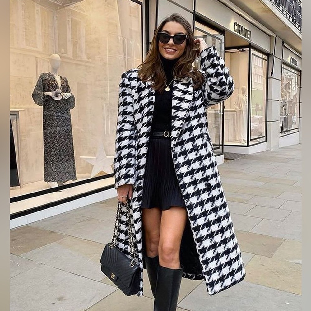 Storets Jenny Houndstooth Long Maxi Coat
